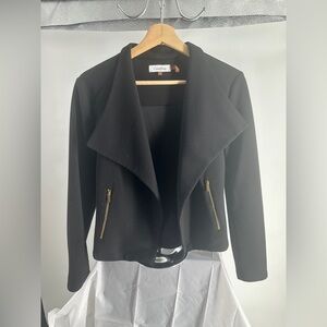 Calvin Klein Black Ribbed Knit Blazer with Zipper Pockets